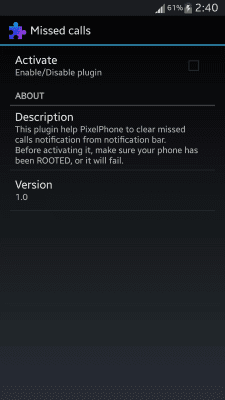 Screenshot of the application PP Plugin – Missed calls - #1