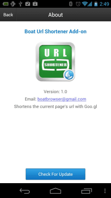 Screenshot of the application Boat URL Shortener Add-on - #4