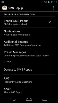 Screenshot of the application SMS Popup - #4