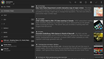 Screenshot of the application Tiny Tiny RSS | News+ - #7