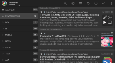 Screenshot of the application Tiny Tiny RSS | News+ - #13