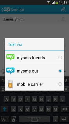 Screenshot of the application Websms - mysms out Connector - #4