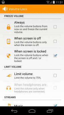 Screenshot of the application Volume Limit & Lock - #1