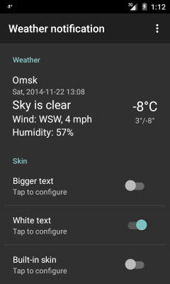 Screenshot of the application WNS: White text - #5