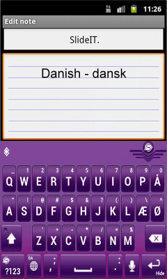 Screenshot of the application SlideIT Danish Pack - #2