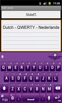 Screenshot of the application SlideIT Dutch QWERTY Pack - #2