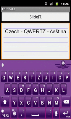 Screenshot of the application SlideIT Czech QWERTZ Pack - #2