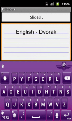 Screenshot of the application SlideIT English Dvorak Pack - #2