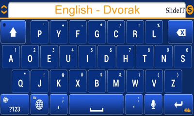 Screenshot of the application SlideIT English Dvorak Pack - #3