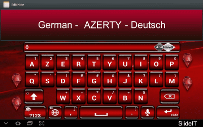 Screenshot of the application SlideIT German AZERTY Pack - #1