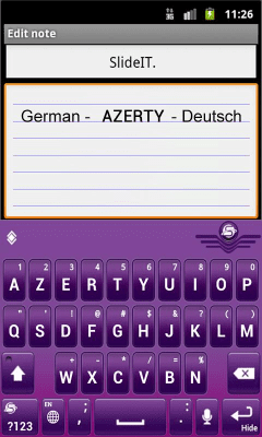 Screenshot of the application SlideIT German AZERTY Pack - #2