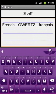 Screenshot of the application SlideIT French QWERTZ Pack - #2