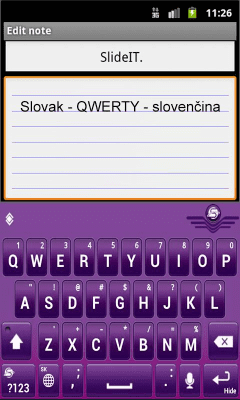 Screenshot of the application SlideIT Slovak QWERTY Pack - #2