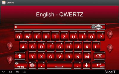 Screenshot of the application SlideIT English QWERTZ Pack - #1