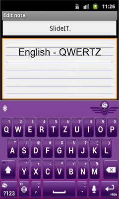 Screenshot of the application SlideIT English QWERTZ Pack - #2