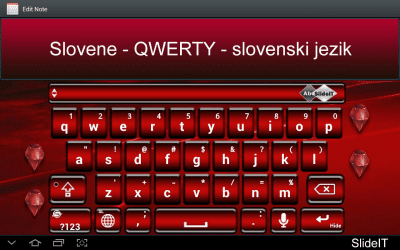 Screenshot of the application SlideIT Slovenian QWERTY Pack - #1