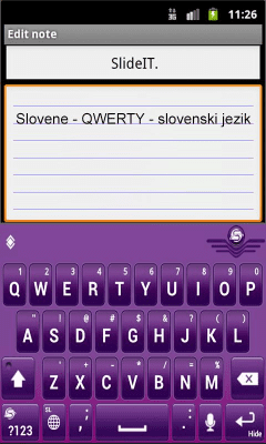 Screenshot of the application SlideIT Slovenian QWERTY Pack - #2