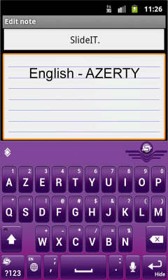 Screenshot of the application SlideIT English AZERTY Pack - #2