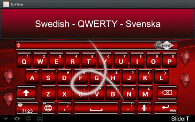 Screenshot of the application SlideIT Swedish QWERTY Pack - #1