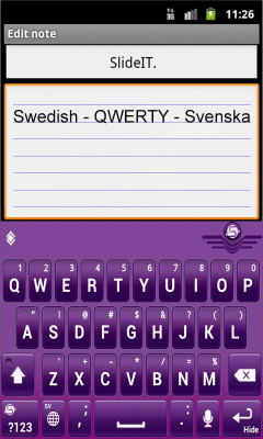 Screenshot of the application SlideIT Swedish QWERTY Pack - #2