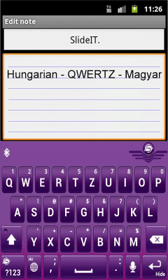 Screenshot of the application SlideIT Hungarian QWERTZ Pack - #2
