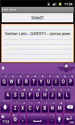 Screenshot of the application SlideIT Serbian Latin QWERTY - #2