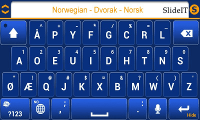 Screenshot of the application SlideIT Norwegian Dvorak Pack - #3