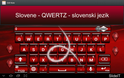 Screenshot of the application SlideIT Slovenian QWERTZ Pack - #1