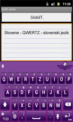 Screenshot of the application SlideIT Slovenian QWERTZ Pack - #2