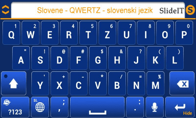 Screenshot of the application SlideIT Slovenian QWERTZ Pack - #3