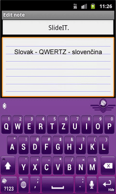 Screenshot of the application SlideIT Slovak QWERTZ Pack - #2