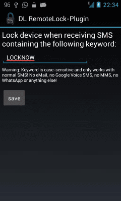 Screenshot of the application Delayed Lock RemoteLock Plugin - #2