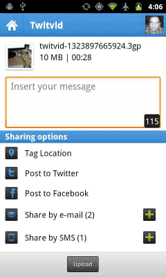 Screenshot of the application Twitvid - #3