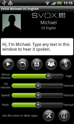 Screenshot of the application SVOX US English Michael Trial - #1