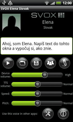 Screenshot of the application SVOX Slovak Elena Trial - #1