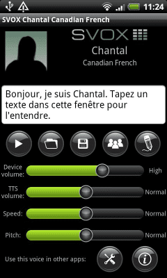 Screenshot of the application SVOX CA French Chantal Trial - #1