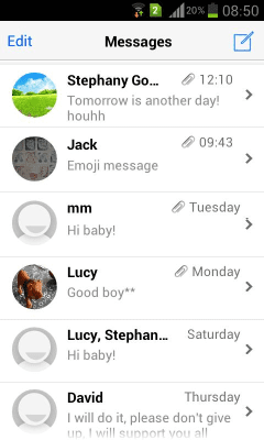 Screenshot of the application Messaging+ 6/7 Emoji Plugin - #2