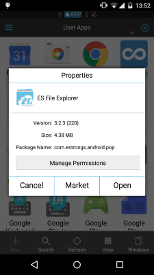 Screenshot of the application ES Permission Manager plugin - #2