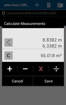 Screenshot of the application Bosch GLM measure&document - #2