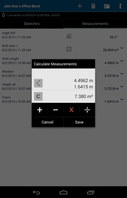 Screenshot of the application Bosch GLM measure&document - #7