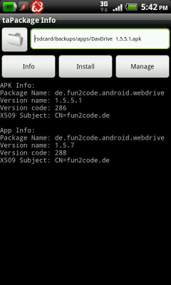 Screenshot of the application taPackageInfo - #2