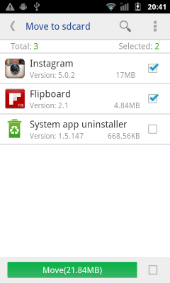 Screenshot of the application Move to SDCard - #1