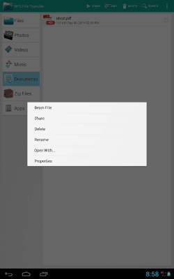 Screenshot of the application NFC File Transfer - #11