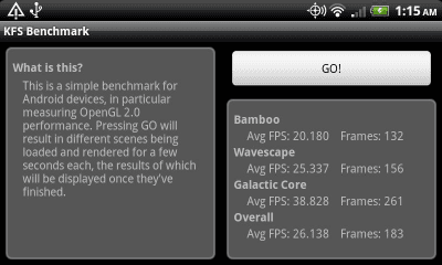 Screenshot of the application KFS OpenGL Benchmark - #1