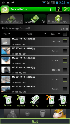 Screenshot of the application Android Recycle Bin beta - #1