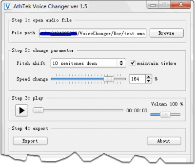 Screenshot of the application AthTek Free Voice Changer - #2
