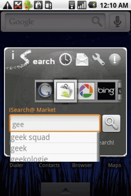 Screenshot of the application iSearch widget free - #1