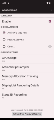 Screenshot of the application Adobe Scout - #3