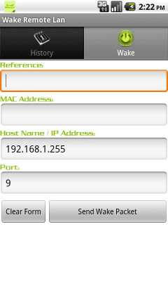 Screenshot of the application Wake Remote Lan - #1