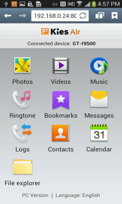 Screenshot of the application Kies Air - #5